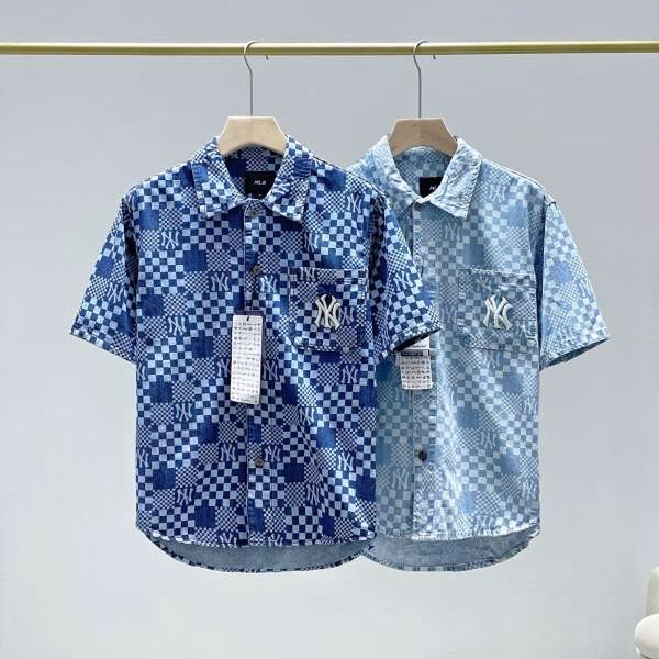 1 2022 Spring/Summer unisex checkerboard denim shirt - Image 1
