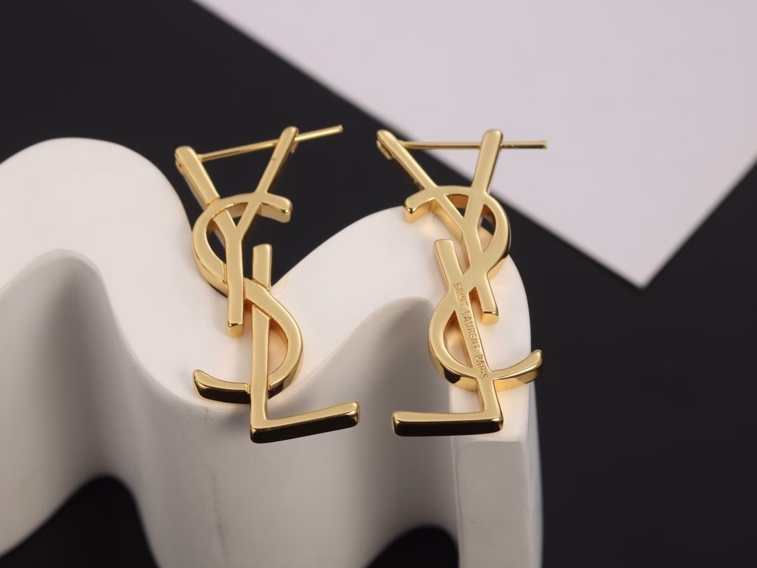 1 (6) YSL Saint Laurent Earrings Original Brass Material - Image 1