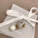 𝐃𝐈𝐎𝐑' 🐝 Shimmering Full Diamond Circle Pearl Earrings - Image 6