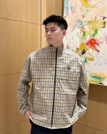 DIOR Checkered Stand-Collar Embroidered Long-Sleeve Coat - Image 10