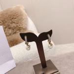 𝐃𝐈𝐎𝐑' 🐝 Shimmering Full Diamond Circle Pearl Earrings - Image 5