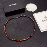 Chanel Double C Letter High-end Natural Imported Bull's Eye Stone Bead Necklace, - Image 8