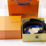 Louis Vuitton Men's Black and Gray Checkered Belt - Image 4