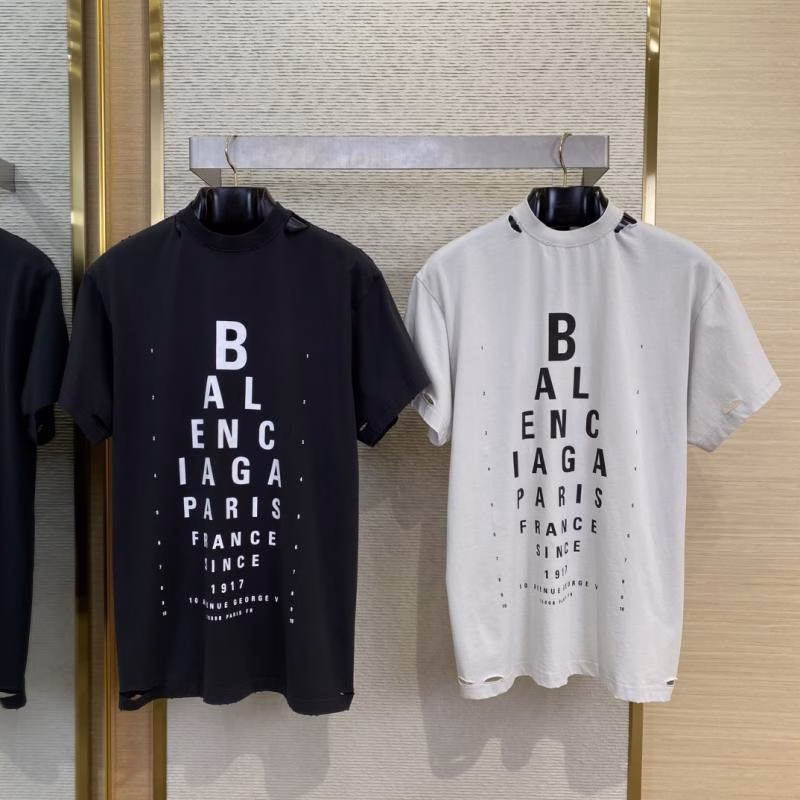 2 BLCG Balenciaga Eye Chart Print Ripped Short-Sleeve T-Shirt - Image 1