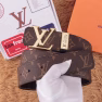LV New Style Men's Belt with Abstract Line Letter Steel Buckle - Image 4