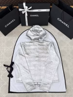 Chanel 2025 Early Spring Silver Embossed Double C Pure Cotton Jacket - Image 3