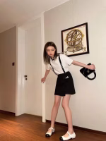 Chanel new striped letter printed pure cotton versatile short-sleeve T-shirt - Image 8