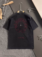 Chrome Hearts 2025 Early Spring New Style Washed and Distressed Sanskrit Embroidery Cross Short-Sleeve T-Shirt - Image 8