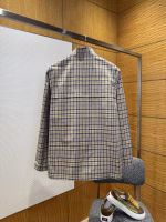 DIOR Checkered Stand-Collar Embroidered Long-Sleeve Coat - Image 3
