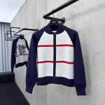 DIOR Letter Zipper Knitted Cardigan