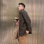 Fendi 2023 Spring/Summer Jackson Wang's Same Style FF Jacquard Denim Shirt Jacket Coat