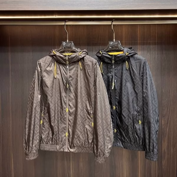 2 Fendi 2025 Early Spring Hooded Printed Jacket Coat - Image 1