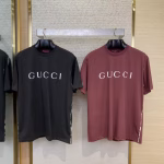 GUCCI White-Trimmed Spray-Painted Crew Neck Short-Sleeve T-Shirt