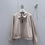 Loewe 2025 Early Spring New Style Lapel Zip Short Drawstring Jacket Coat