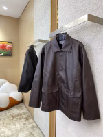 LOEWE Distressed Leather Jacket Coat - Image 8