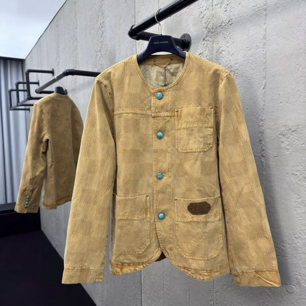 2 LOUIS VUITTON Vintage Checkerboard Denim Jacket - Image 1