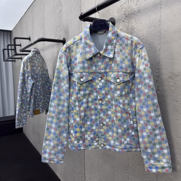 2 LOUIS VUITTON Colorful Plaid Denim Jacket - Image 1
