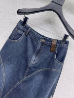 Louis Vuitton High-Waisted Split Frayed Denim Skirt - Image 8