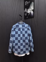 LV Positioning Jacquard All-Over Print Classic Checkerboard Letter Pattern Loose-Fit Couple Jacket - Image 6