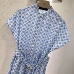 LV Louis Vuitton 2025 New Printed Belt Wide-Sleeve Dress