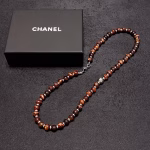 Chanel Double C Letter High-end Natural Imported Bull's Eye Stone Bead Necklace,