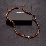 Chanel Double C Letter High-end Natural Imported Bull's Eye Stone Bead Necklace, - Image 3