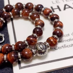 Chanel Double C Letter High-end Natural Imported Bull's Eye Stone Bead Necklace, - Image 5