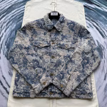 2023 Louis Vuitton LV Distressed Floral Rose Jacquard Heavy-Wash Fringed Denim Jacket - Image 8