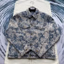 2023 Louis Vuitton LV Distressed Floral Rose Jacquard Heavy-Wash Fringed Denim Jacket - Image 8