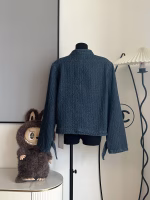 CHANEL Textured Denim Jacket - Image 3