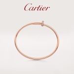 Cartier Juste un Clou Collection Rose Gold and Yellow Gold Diamond-Embedded Narrow Bangle - Image 4