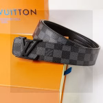 Louis Vuitton Men's Black and Gray Checkered Belt - Image 3