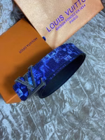 LV Men's Blue Leather Belt - Image 3