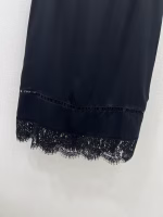 Chanel 2025 New High-Waisted Silk and Lace Patchwork Skirt - Image 4