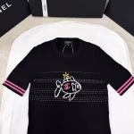 Chanel 2025 Early Spring Small Fish Embroidered Knitted Short-Sleeve Top