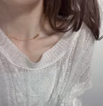 YSL Saint Laurent Letter Slant-wearing Thin Necklace - Image 8