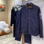 DIOR Logo Embroidered Corduroy Collar Denim Set