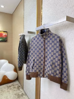 GUCCI Double G Jacquard Stand-Collar Jacket Coat - Image 4