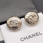 Latest Chanel Exquisitely Carved Imprint Crystal Letter Stud Earrings - Image 4