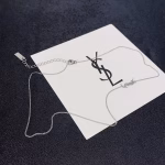 YSL Saint Laurent Letter Slant-wearing Thin Necklace - Image 9
