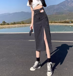 Loewe 2022 summer side-slit denim midi skirt - Image 7