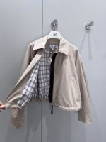 Loewe 2025 Early Spring New Style Lapel Zip Short Drawstring Jacket Coat - Image 7