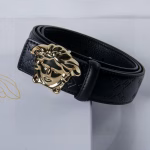 VERSACE High-Quality Belt with Human Head Plate Buckle - Image 3