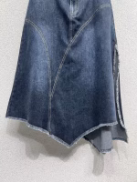 Louis Vuitton High-Waisted Split Frayed Denim Skirt - Image 9