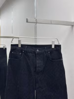 Louis Vuitton 2025 New Style Straight Jeans with Dark Pattern Flocking Jacquard (Black) - Image 7