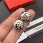 Latest Chanel Exquisitely Carved Imprint Crystal Letter Stud Earrings - Image 8