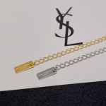 YSL Saint Laurent Letter Slant-wearing Thin Necklace - Image 4