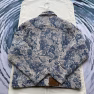 2023 Louis Vuitton LV Distressed Floral Rose Jacquard Heavy-Wash Fringed Denim Jacket - Image 9