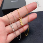 YSL Saint Laurent Letter Slant-wearing Thin Necklace - Image 6