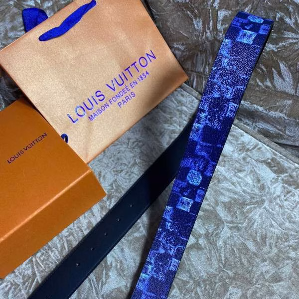 4 LV Men's Blue Leather Belt - Image 1